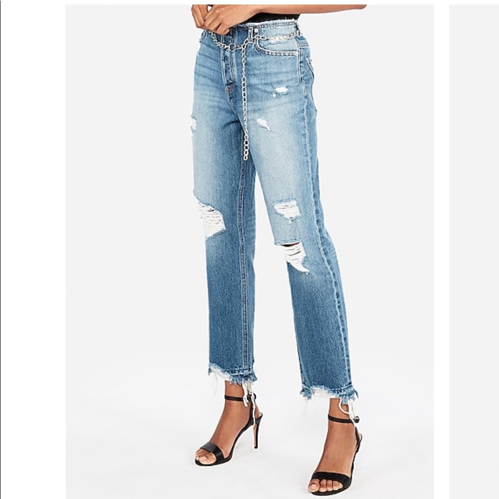 EXPRESS high waisted straight ankle jeans